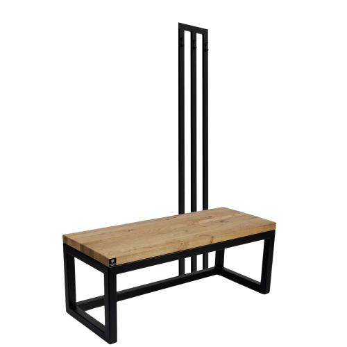 Ławka Metalowa Z Wieszakiem Loft Siedzisko Drewno Lite Dąb LM-113 Rozmiary od 50 cm do 200 cm