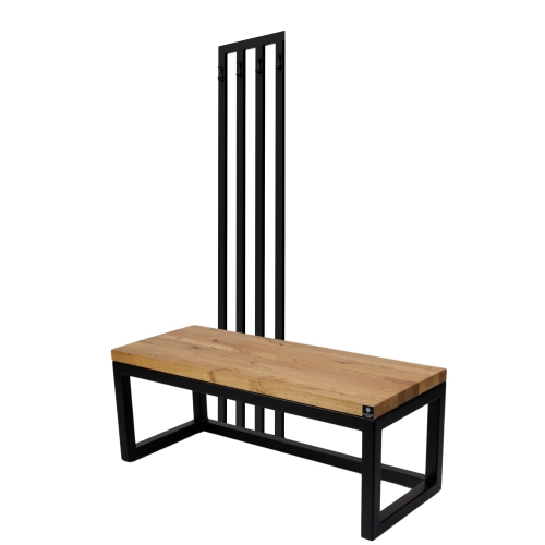 Ławka Metalowa Z Wieszakiem Loft Siedzisko Drewno Lite Dąb LM-113 Rozmiary od 50 cm do 200 cm