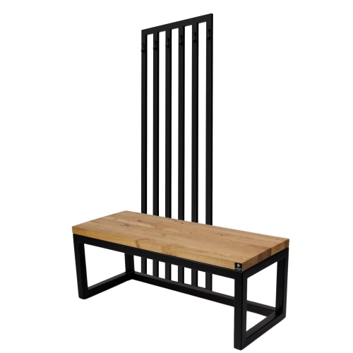 Ławka Metalowa Z Wieszakiem Loft Siedzisko Drewno Lite Dąb LM-113 Rozmiary od 50 cm do 200 cm