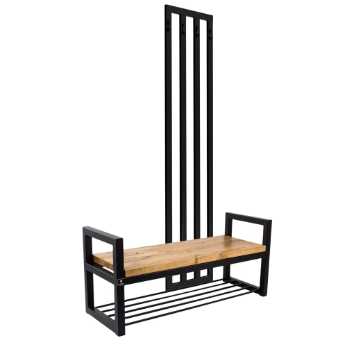 Ławka Metalowa Z Wieszakiem Loft Siedzisko Drewno Lite Dąb LM-114 Rozmiary od 50 cm do 200 cm