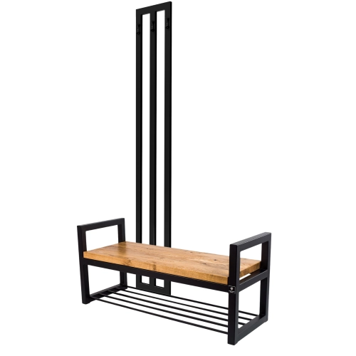 Ławka Metalowa Z Wieszakiem Loft Siedzisko Drewno Lite Dąb LM-114 Rozmiary od 50 cm do 200 cm