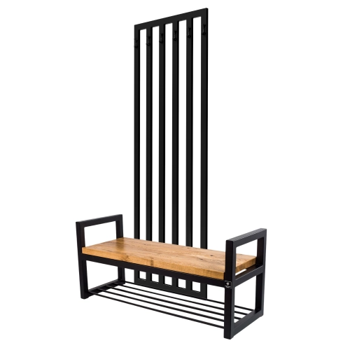 Ławka Metalowa Z Wieszakiem Loft Siedzisko Drewno Lite Dąb LM-114 Rozmiary od 50 cm do 200 cm