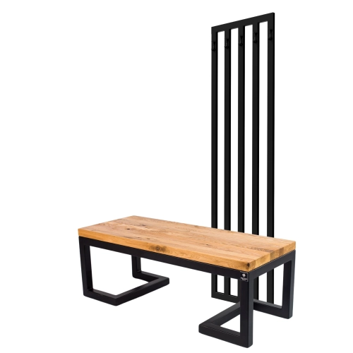 Ławka Metalowa Z Wieszakiem Loft Siedzisko Drewno Lite Dąb LM-119 Rozmiary od 50 cm do 200 cm