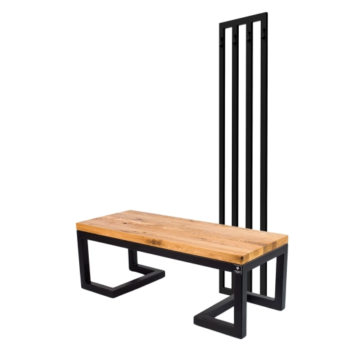 Ławka Metalowa Z Wieszakiem Loft Siedzisko Drewno Lite Dąb LM-119 Rozmiary od 50 cm do 200 cm