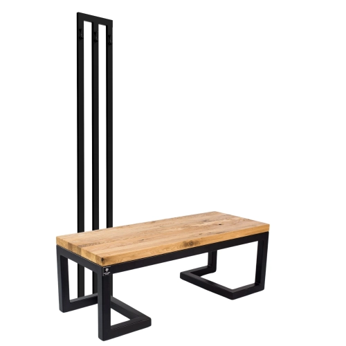 Ławka Metalowa Z Wieszakiem Loft Siedzisko Drewno Lite Dąb LM-119 Rozmiary od 50 cm do 200 cm