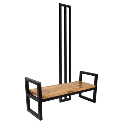 Ławka Metalowa Z Wieszakiem Loft Siedzisko Drewno Lite Dąb LM-120 Rozmiary od 50 cm do 200 cm