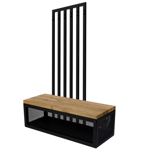 Ławka Metalowa Z Wieszakiem Loft Siedzisko Drewno Lite Dąb LM-72 Rozmiary od 50 cm do 200 cm