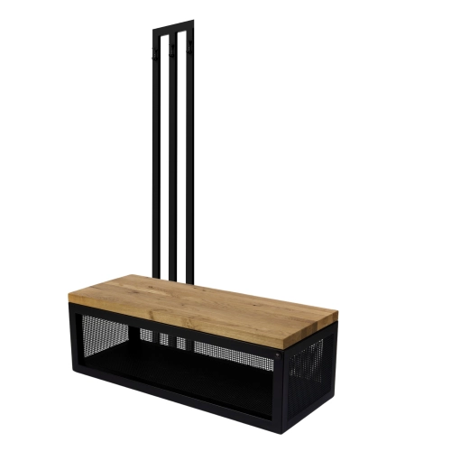 Ławka Metalowa Z Wieszakiem Loft Siedzisko Drewno Lite Dąb LM-72 Rozmiary od 50 cm do 200 cm