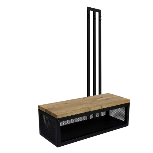Ławka Metalowa Z Wieszakiem Loft Siedzisko Drewno Lite Dąb LM-72 Rozmiary od 50 cm do 200 cm
