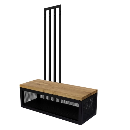 Ławka Metalowa Z Wieszakiem Loft Siedzisko Drewno Lite Dąb LM-72 Rozmiary od 50 cm do 200 cm