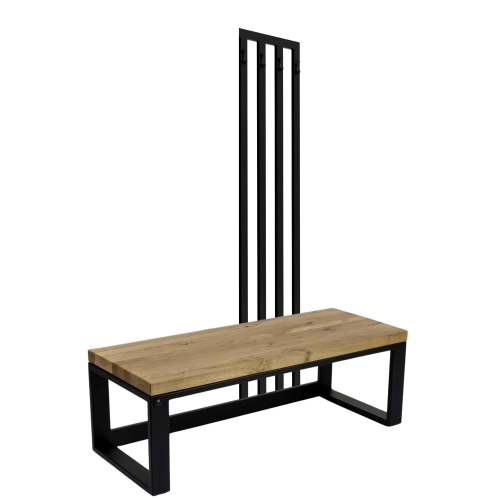Ławka Metalowa Z Wieszakiem Loft Siedzisko Drewno Lite Dąb LM-77 Rozmiary od 50 cm do 200 cm