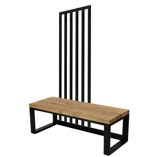 Ławka Metalowa Z Wieszakiem Loft Siedzisko Drewno Lite Dąb LM-77 Rozmiary od 50 cm do 200 cm