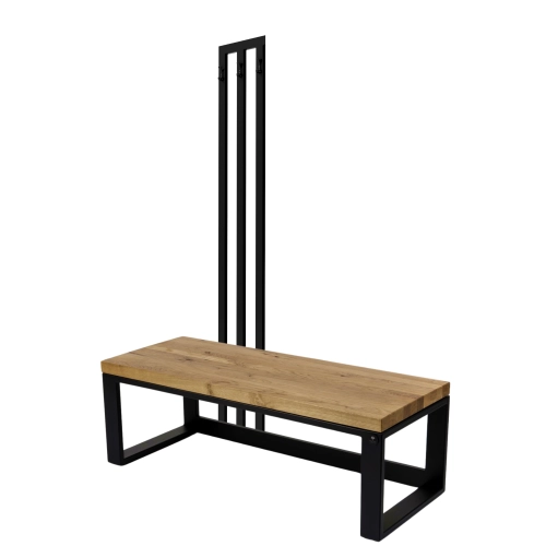 Ławka Metalowa Z Wieszakiem Loft Siedzisko Drewno Lite Dąb LM-77 Rozmiary od 50 cm do 200 cm