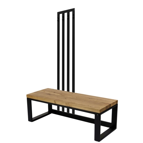 Ławka Metalowa Z Wieszakiem Loft Siedzisko Drewno Lite Dąb LM-77 Rozmiary od 50 cm do 200 cm