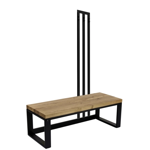 Ławka Metalowa Z Wieszakiem Loft Siedzisko Drewno Lite Dąb LM-77 Rozmiary od 50 cm do 200 cm