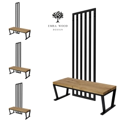 Ławka Metalowa Z Wieszakiem Loft Siedzisko Drewno Lite Dąb LM-78 Rozmiary od 50 cm do 200 cm