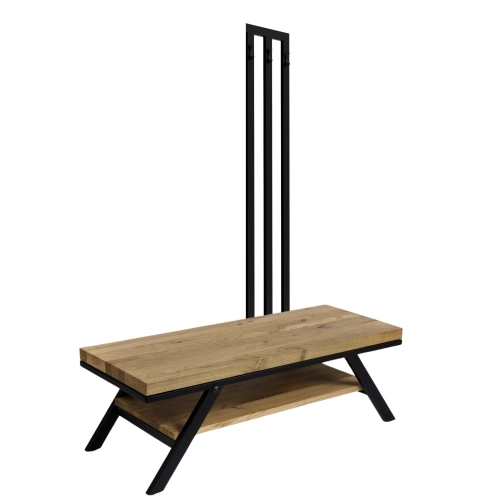 Ławka Metalowa Z Wieszakiem Loft Siedzisko Drewno Lite Dąb LM-81 Rozmiary od 50 cm do 200 cm