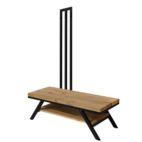 Ławka Metalowa Z Wieszakiem Loft Siedzisko Drewno Lite Dąb LM-81 Rozmiary od 50 cm do 200 cm