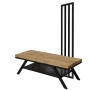 Ławka Metalowa Z Wieszakiem Loft Siedzisko Drewno Lite Dąb LM-84 Rozmiary od 50 cm do 200 cm
