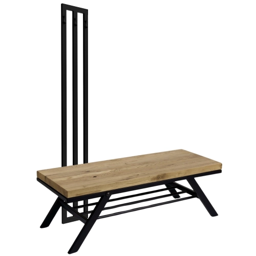 Ławka Metalowa Z Wieszakiem Loft Siedzisko Drewno Lite Dąb LM-92 Rozmiary od 50 cm do 200 cm