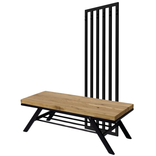 Ławka Metalowa Z Wieszakiem Loft Siedzisko Drewno Lite Dąb LM-92 Rozmiary od 50 cm do 200 cm