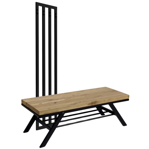 Ławka Metalowa Z Wieszakiem Loft Siedzisko Drewno Lite Dąb LM-92 Rozmiary od 50 cm do 200 cm