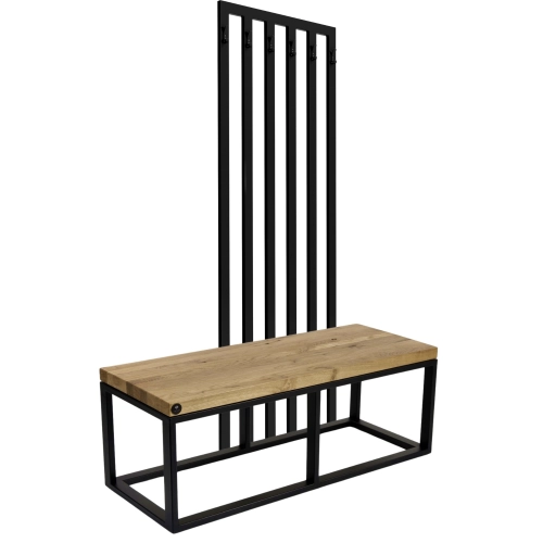 Ławka Metalowa Z Wieszakiem Loft Siedzisko Drewno Lite Dąb LM-97 Rozmiary od 50 cm do 200 cm