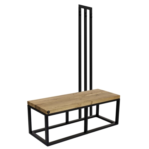 Ławka Metalowa Z Wieszakiem Loft Siedzisko Drewno Lite Dąb LM-97 Rozmiary od 50 cm do 200 cm