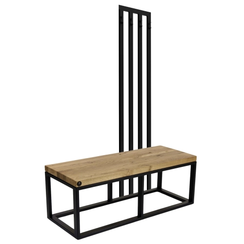 Ławka Metalowa Z Wieszakiem Loft Siedzisko Drewno Lite Dąb LM-97 Rozmiary od 50 cm do 200 cm