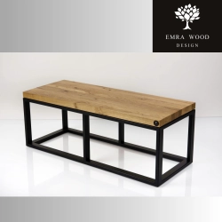 Ławka Metalowa Loft Siedzisko Drewno Lite Dąb LM-69 Rozmiary od 50 cm do 200 cm