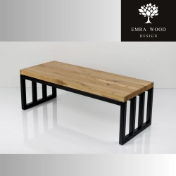 Ławka Metalowa Loft Siedzisko Drewno Lite Dąb LM-101 Rozmiary od 50 cm do 200 cm