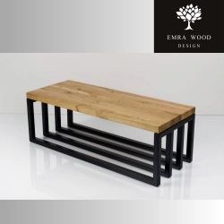 Ławka Metalowa Loft Siedzisko Drewno Lite Dąb LM-102 Rozmiary od 50 cm do 200 cm