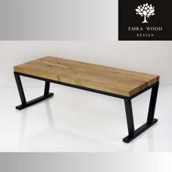 Ławka Metalowa Loft Siedzisko Drewno Lite Dąb LM-62 Rozmiary od 50 cm do 200 cm