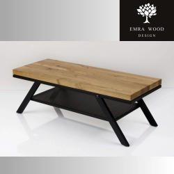 Ławka Metalowa Loft Siedzisko Drewno Lite Dąb LM-58 Rozmiary od 50 cm do 200 cm