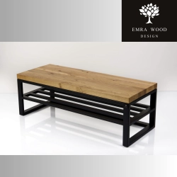 Ławka Metalowa Loft Siedzisko Drewno Lite Dąb LM-68 Rozmiary od 50 cm do 200 cm
