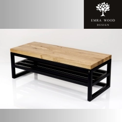 Ławka Metalowa Loft Siedzisko Drewno Lite Dąb LM-71 Rozmiary od 50 cm do 200 cm