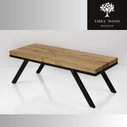 Ławka Metalowa Loft Siedzisko Drewno Lite Dąb LM-63 Rozmiary od 50 cm do 200 cm