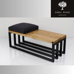 Ławka Pufa Tapicerowana Czarny Stal LPD-39 Rozmiary od 50 cm do 200 cm