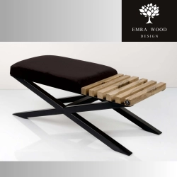 Ławka Pufa Tapicerowana Czarny Stal LPD-9 Rozmiary od 50 cm do 200 cm