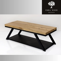 Ławka Metalowa Loft Siedzisko Drewno Lite Dąb LM-57 Rozmiary od 50 cm do 200 cm