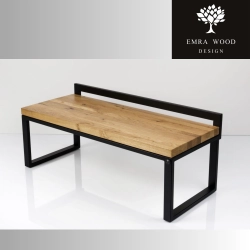 Ławka Metalowa Loft Siedzisko Drewno Lite Dąb LM-99 Rozmiary od 50 cm do 200 cm