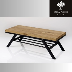 Ławka Metalowa Loft Siedzisko Drewno Lite Dąb LM-56 Rozmiary od 50 cm do 200 cm