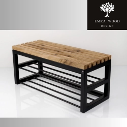 Ławka Metalowa Loft Siedzisko Drewno Lite LPD-23 Rozmiary od 50 cm do 200 cm