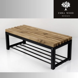 Ławka Metalowa Loft Siedzisko Drewno Lite LPD-28 Rozmiary od 50 cm do 200 cm