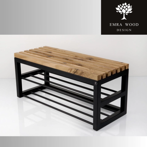 Ławka Metalowa Loft Siedzisko Drewno Lite LPD-23 Rozmiary od 50 cm do 200 cm