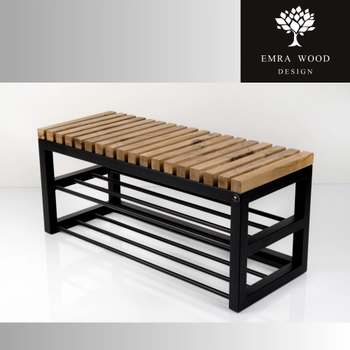 Ławka Metalowa Loft Siedzisko Drewno Lite LPD-22 Rozmiary od 50 cm do 200 cm