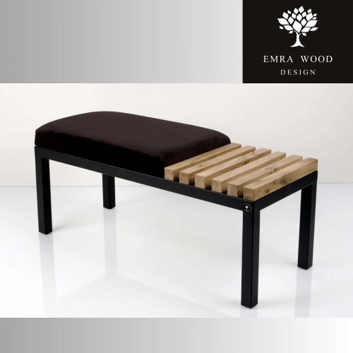 Ławka Pufa Tapicerowana Czarny Stal LPD-10 Rozmiary od 50 cm do 200 cm