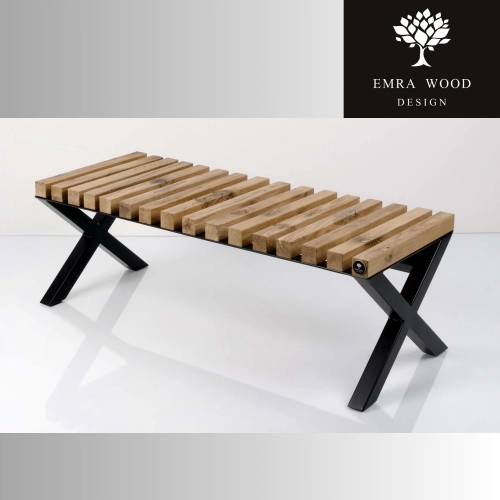 Ławka Metalowa Loft Siedzisko Drewno Lite LPD-5 Rozmiary od 50 cm do 200 cm