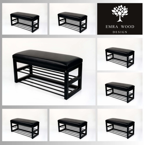 Ławki metalowe industrialne dwupoziomowe siedzisko gładkie z eko-skóry Ławki metalowe industrialne dwupoziomowe siedzisko gładkie z eko-skóry