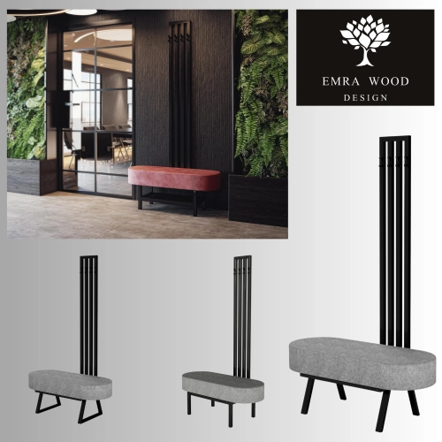 Ławki metalowe industrialne siedzisko gładkie owalne z wieszakiem